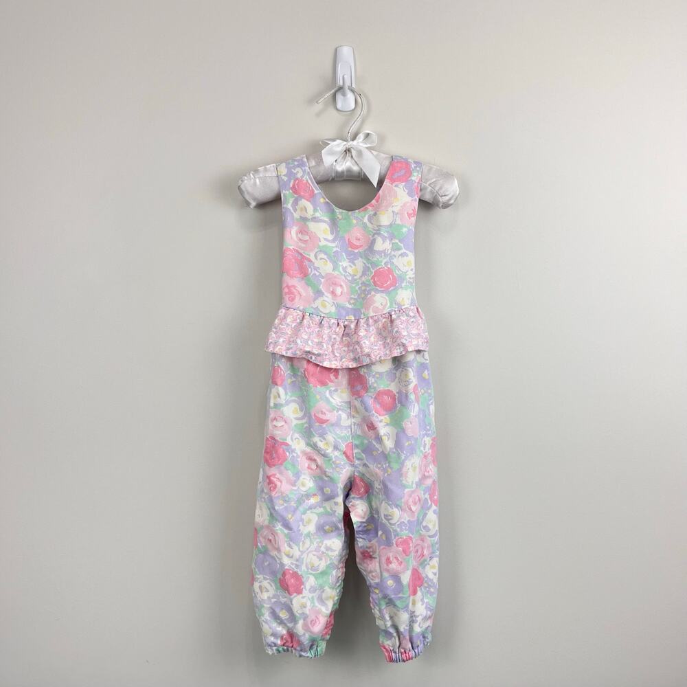 Vintage Floral Ruffle Overalls Baby Girl